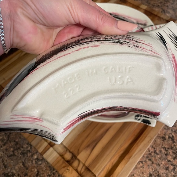 Vintage 1960’s MCM California Pottery #222 Snack Tray Set - Picture 6 of 9